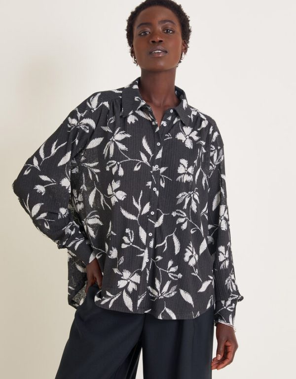 Monsoon Kiah Printed Jersey Shirt Black