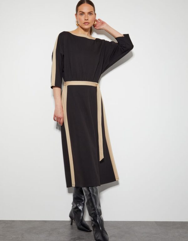 Monsoon Diya Jersey Dolman Midi Dress Black