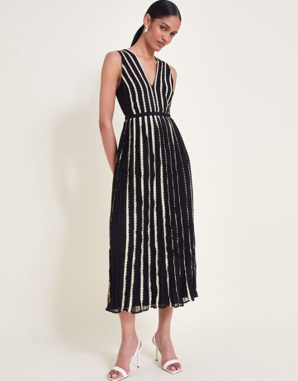 Monsoon Harper Monochrome Dress Black - Image 2