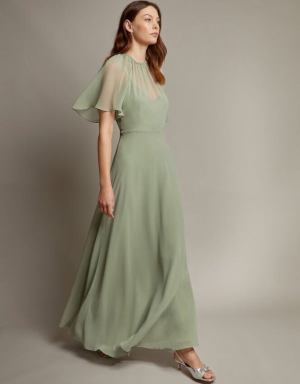 Monsoon Mona Angel Sleeve Maxi Dress Green