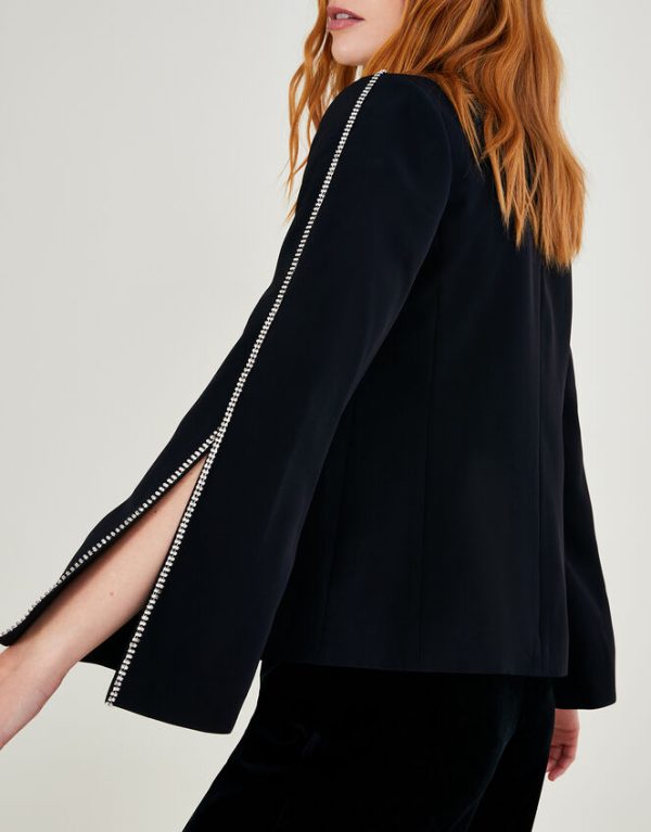 Monsoon Tori Cape Trimmed Jacket Black