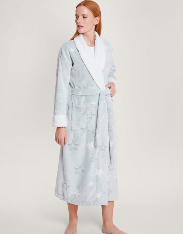 Monsoon Star Print Dressing Gown Grey