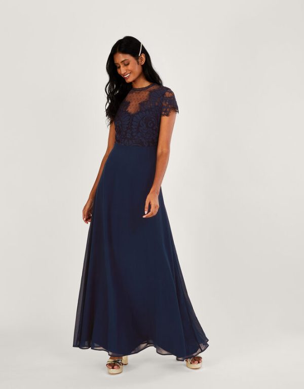 Monsoon Diana Lace Maxi Dress Blue