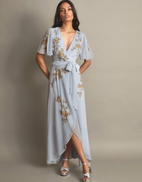 Monsoon Sarah Embellished Wrap Dress