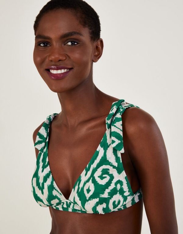 Monsoon Ikat Print Bikini Top Green