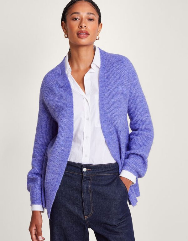 Monsoon Super Soft Ribbed Cardigan Blue