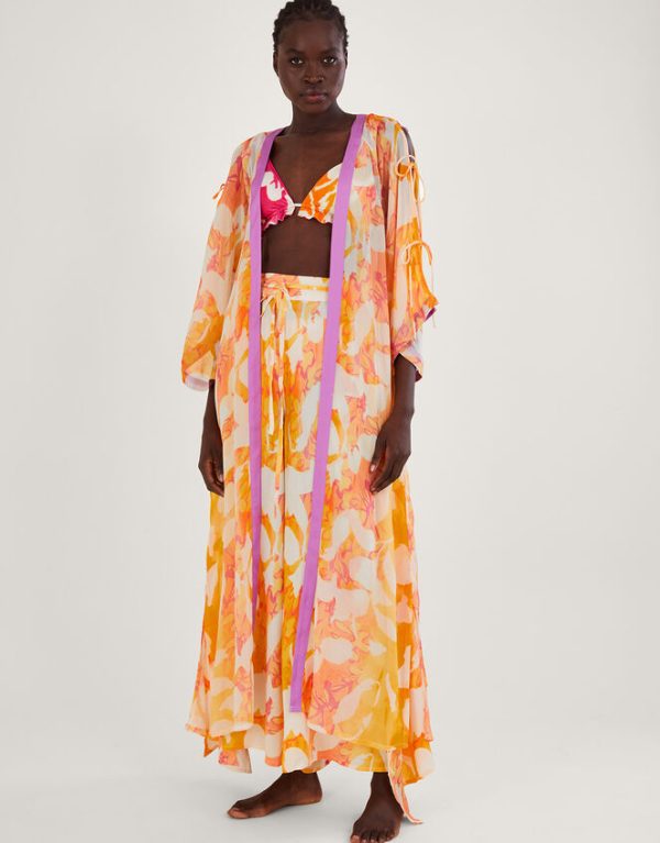 Monsoon Abstract Print Longline Kimono Orange