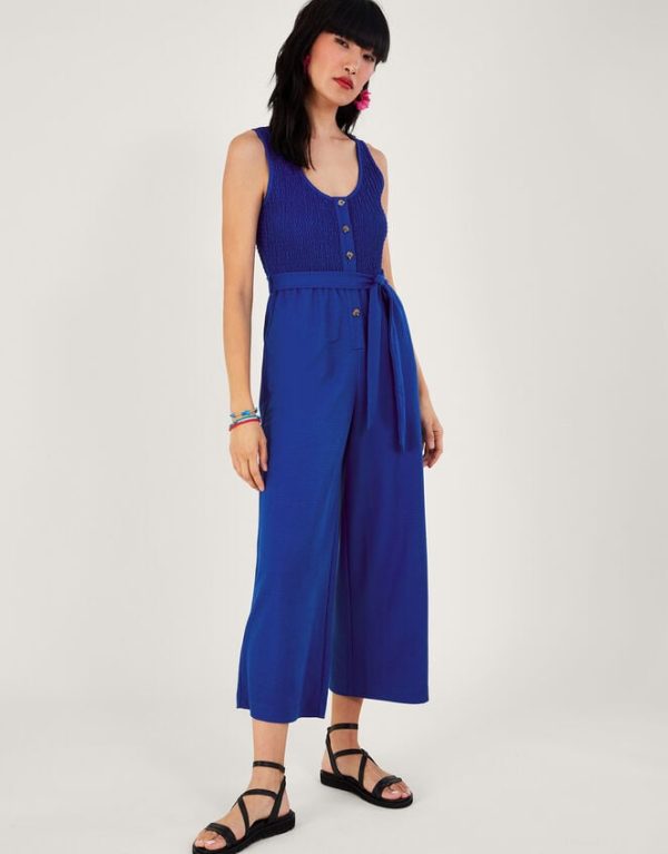 Monsoon Shirred JumpsuitBlue