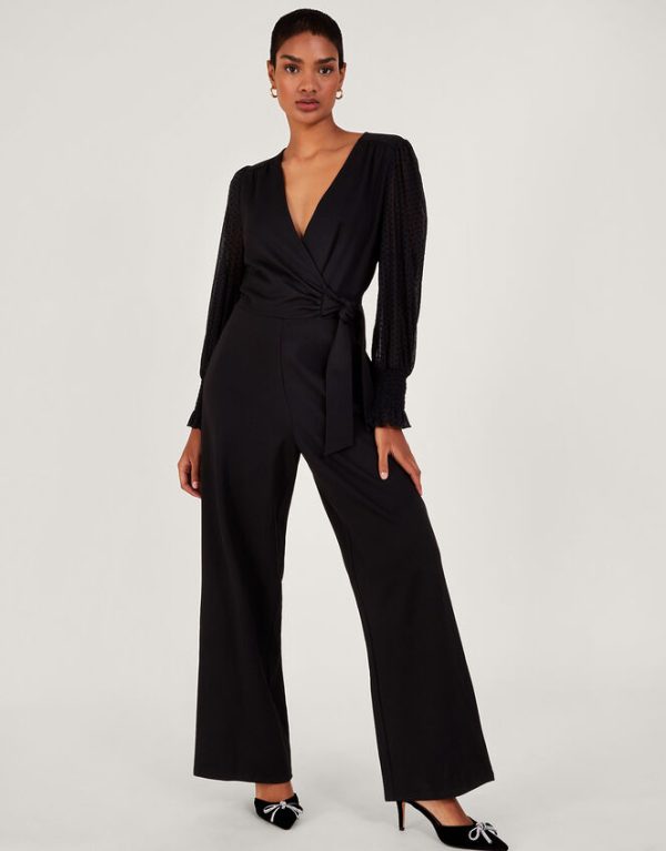 Monsoon Penny Ponte Jumpsuit Black