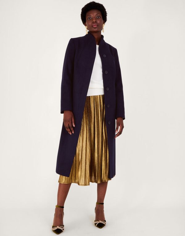 Monsoon Saskia Belted Coat Blue