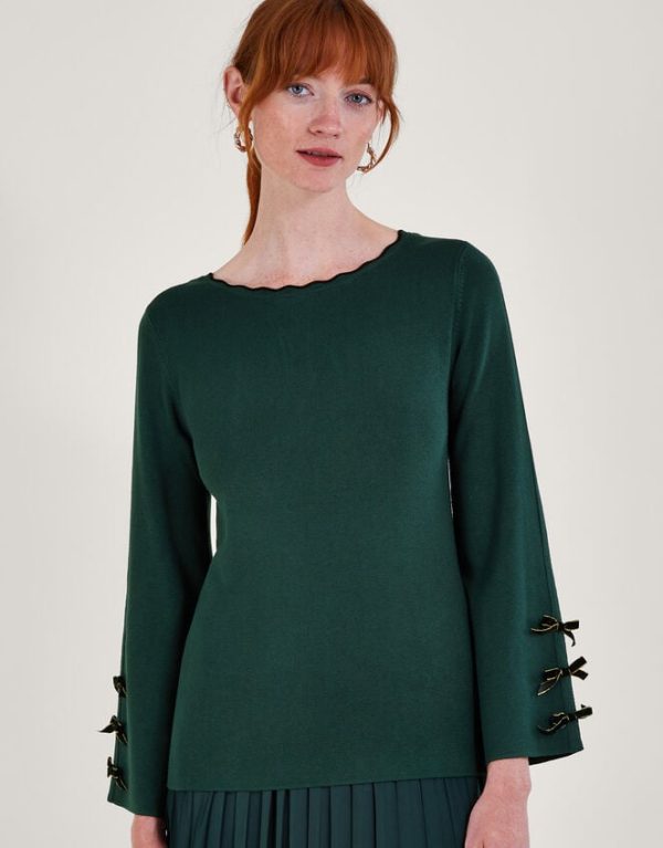 Monsoon Blair Bow Jumper Green