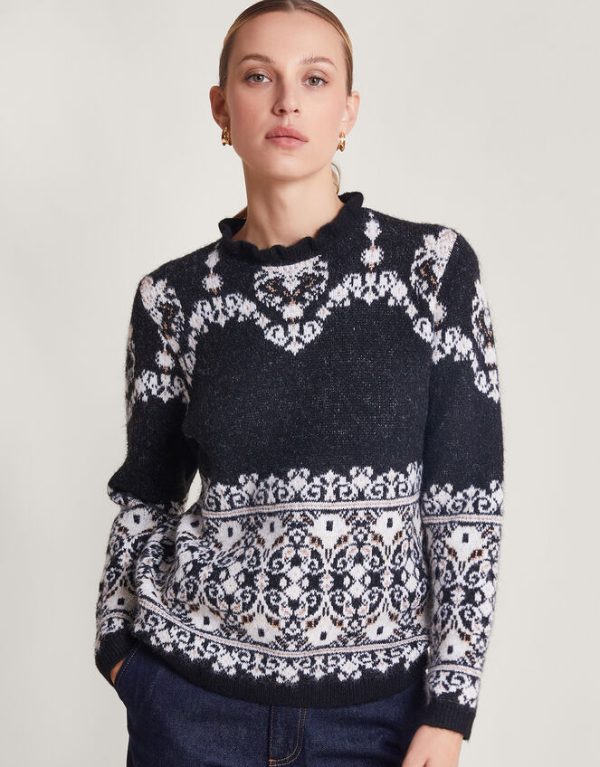 Monsoon Fabe Fair Isle Jumper Grey