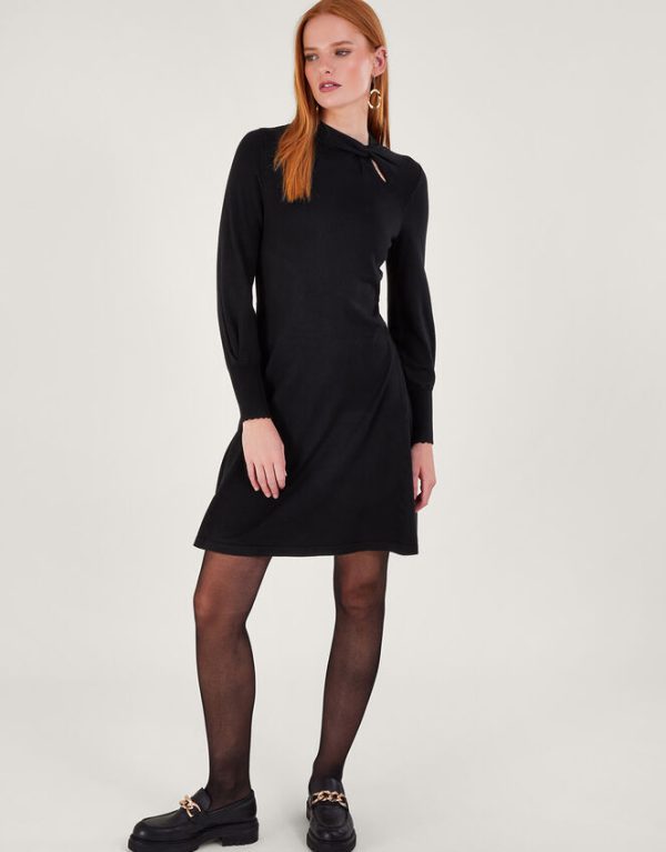 Monsoon Tate Twist Dress Black