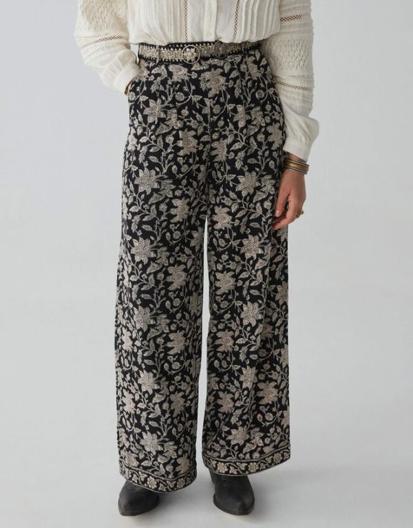 Monsoon Maison Hotel Floral Print Trousers Black - Image 2