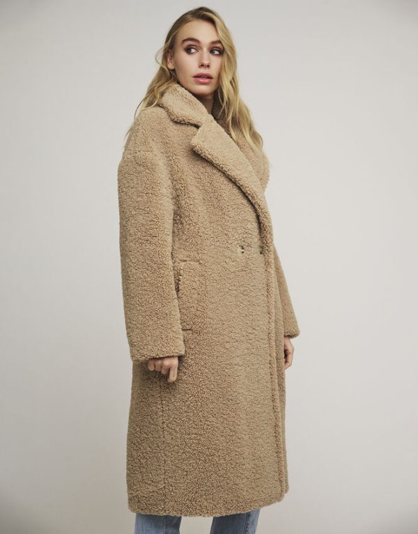 Monsoon Rino and Pelle Teddy Double-Breasted Coat Camel - Image 2