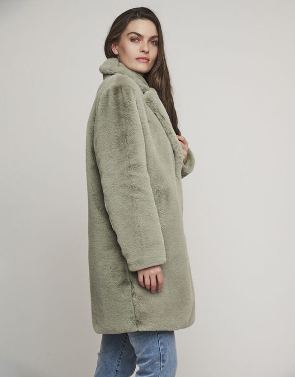 Monsoon Rino and Pelle Faux Fur Coat Green - Image 2