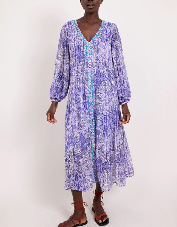 Monsoon East Paisley Print Maxi Dress Purple - Image 2