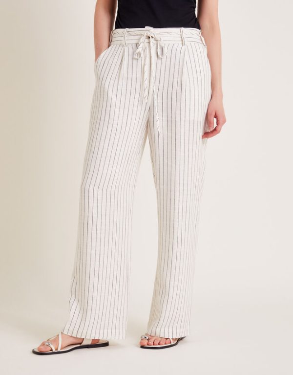 Monsoon Sara Stripe Trousers Ivory - Image 3