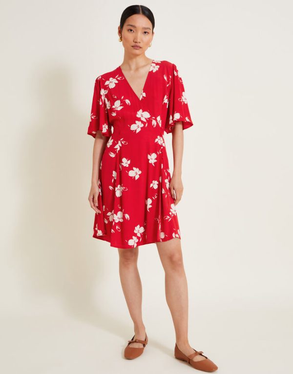 Monsoon Iggy Floral Wrap Dress Red - Image 2