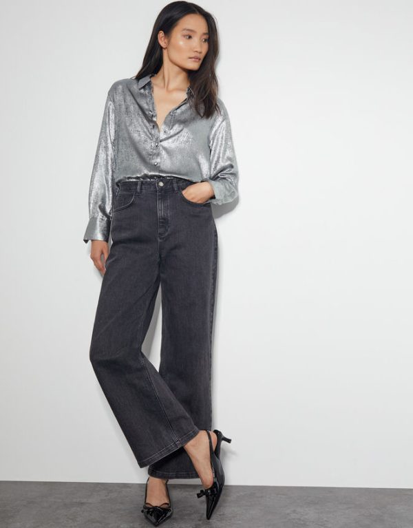 Monsoon Mia Metallic Shirt Silver - Image 2