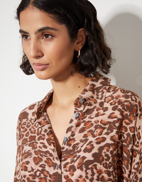 Monsoon Arielle Leopard Print ShirtBrown - Image 2