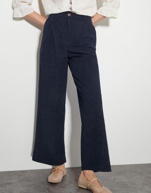 Monsoon Samira Corduroy Wide Leg Trousers Blue - Image 2