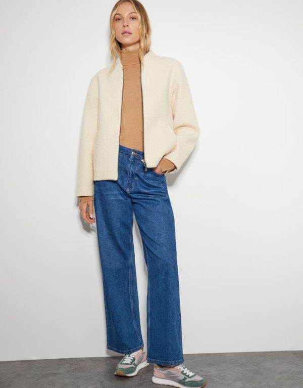 Monsoon Jade Boucle Bomber Jacket Ivory - Image 2