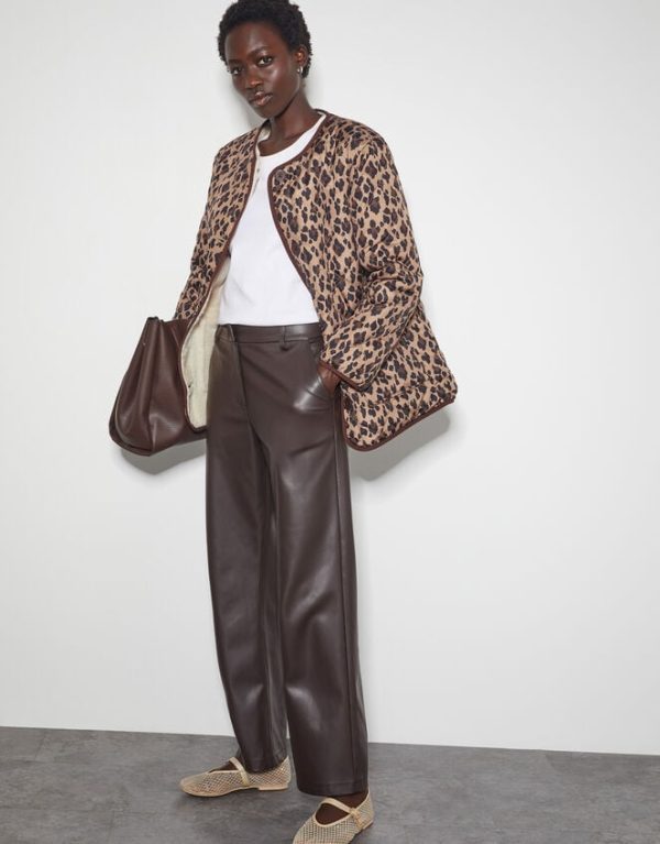 Monsoon Rue Reversible Quilted Leopard Print Jacket Brown - Image 2