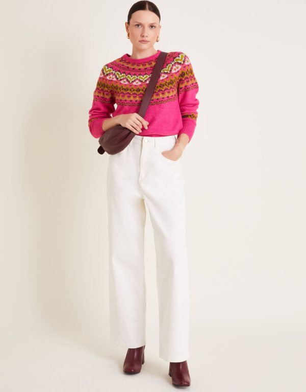 Monsoon Fern Fair Isle Jumper Pink - Image 2