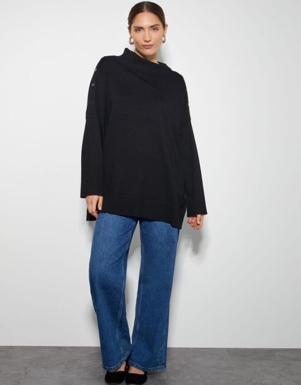 Monsoon Beth Button Detail Jumper Black - Image 2