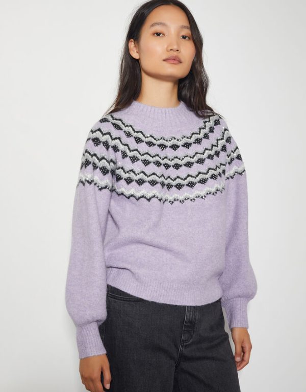 Monsoon Fie Fair Isle JumperPurple - Image 2