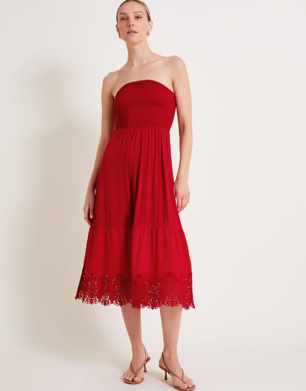 Monsoon Bailey Bandeau Dress Red - Image 2