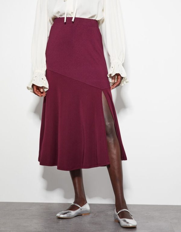 Monsoon Fifi Jersey Panel Midi Skirt Red - Image 2