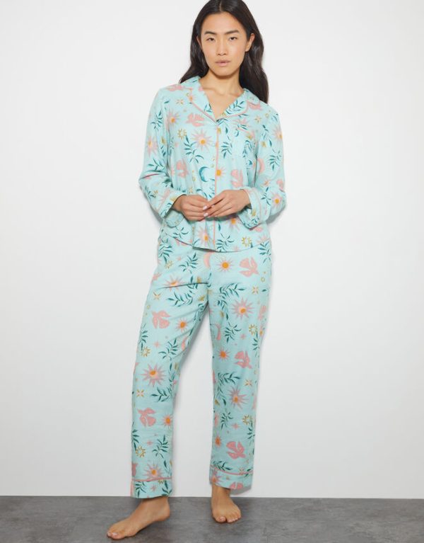 Monsoon Celeste Celestial Print Pyjama Set Teal - Image 2