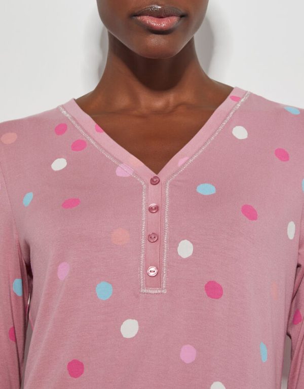 Monsoon Sabrina Spot Long Pyjamas Set Pink - Image 2