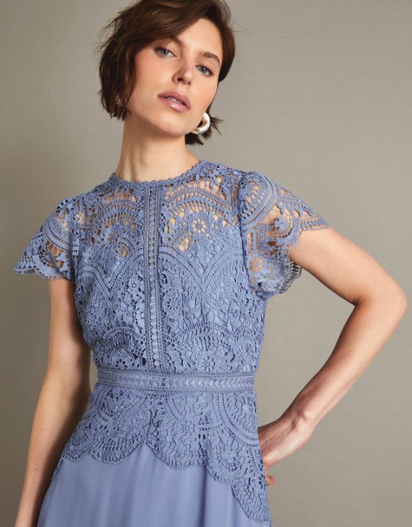 Monsoon Monica Lace Midi Dress Blue - Image 2