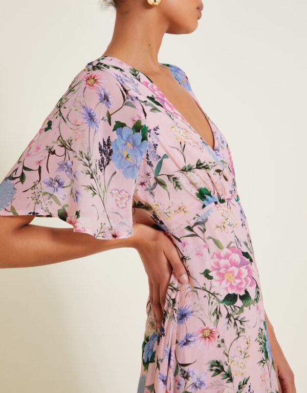 Monsoon Sisi Floral Print Dress Pink - Image 3