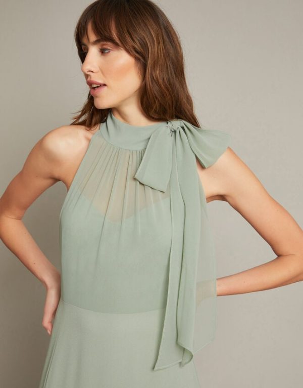 Monsoon Monika Halter Chiffon Maxi Dress Green - Image 2