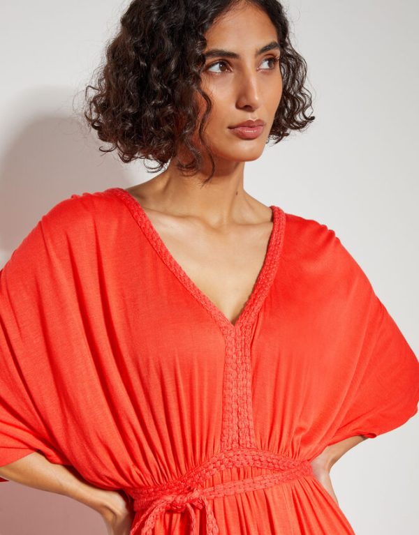 Monsoon Everly Jersey Dress Orange - Image 2