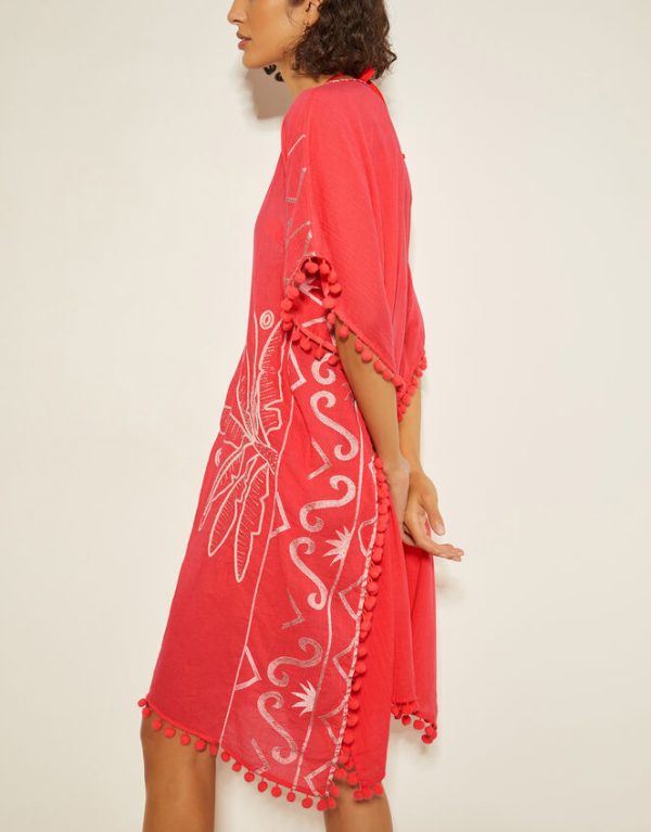 Monsoon Penny Tassel Embroidered Kaftan Pink - Image 2