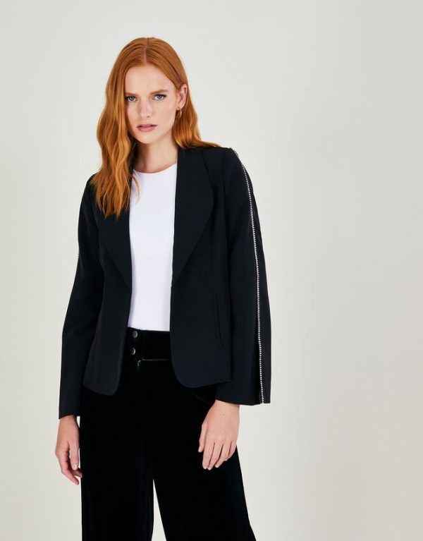 Monsoon Tori Cape Trimmed Jacket Black - Image 2