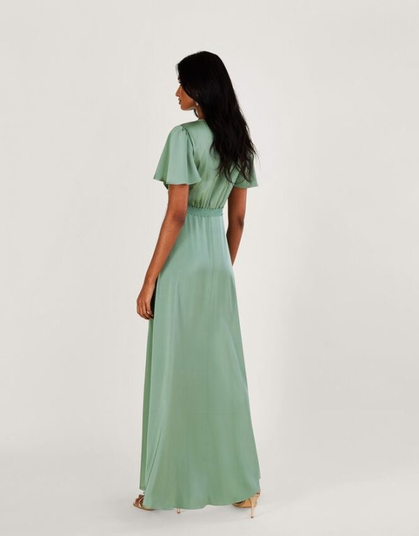 Monsoon Ivy Satin Maxi Dress Green - Image 2