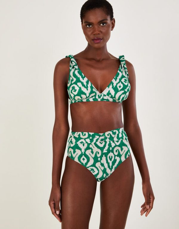 Monsoon Ikat Print Bikini Top Green - Image 2