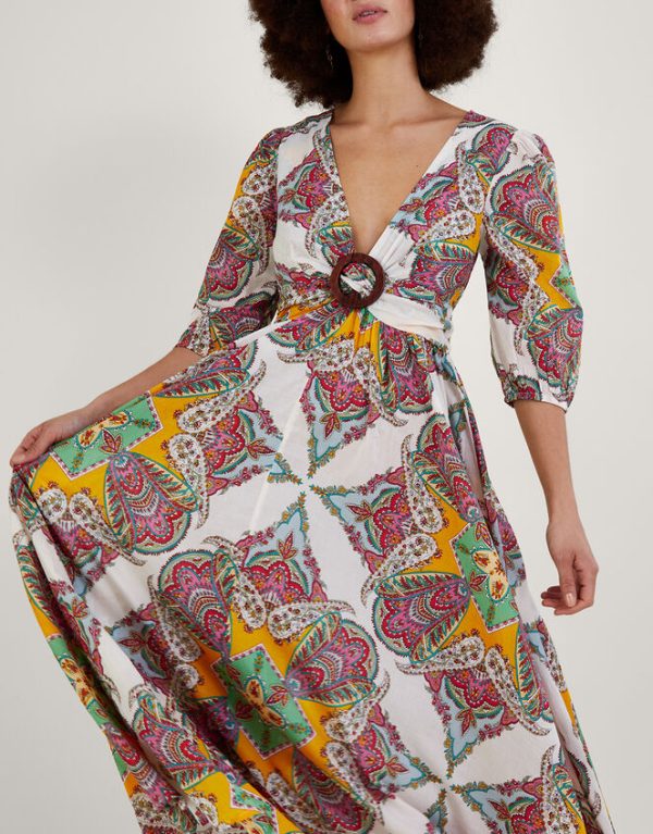 Monsoon Paisley Scarf Print Maxi Dress Multi - Image 2