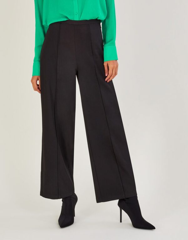 Monsoon Lauren Wide Leg Trousers Black - Image 2