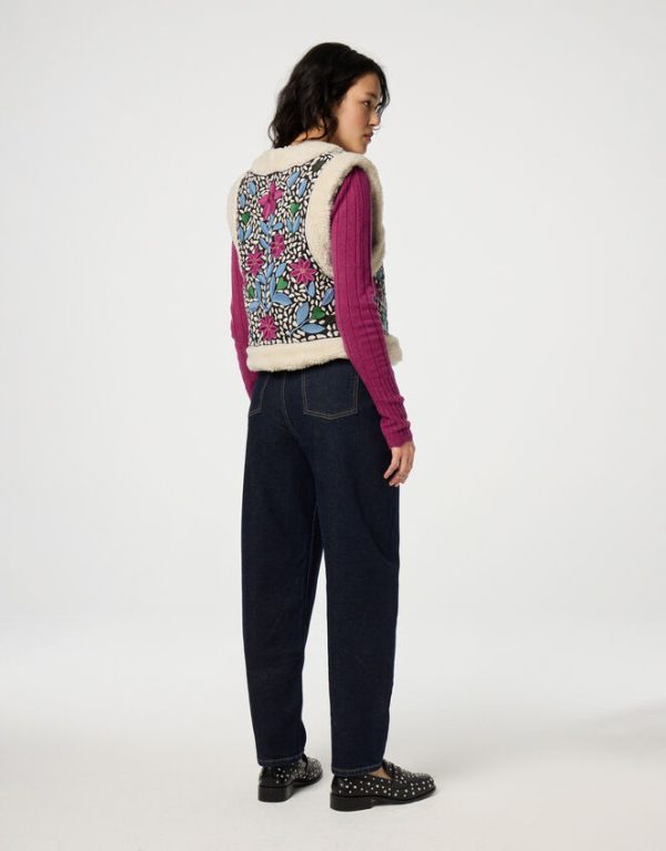 Monsoon Fabienne Chapot Embroidered Borg Gilet Multi - Image 3