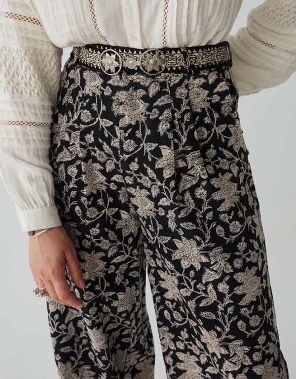 Monsoon Maison Hotel Floral Print Trousers Black - Image 3