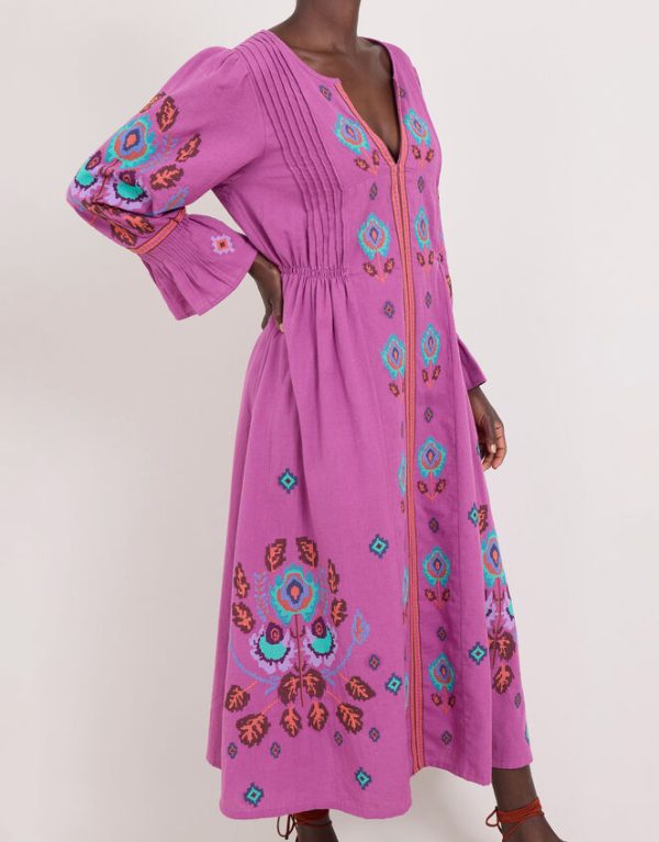 Monsoon East Embroidered Maxi Dress Purple - Image 3