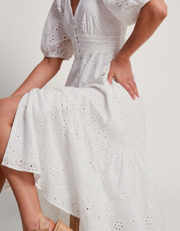 Monsoon Bettie Broderie Dress White - Image 2