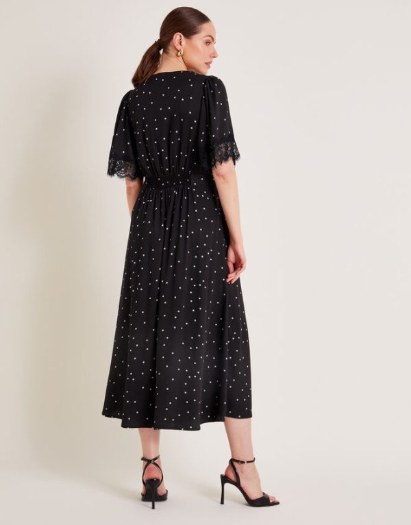 Monsoon Clea Spot Dress Black - Image 3